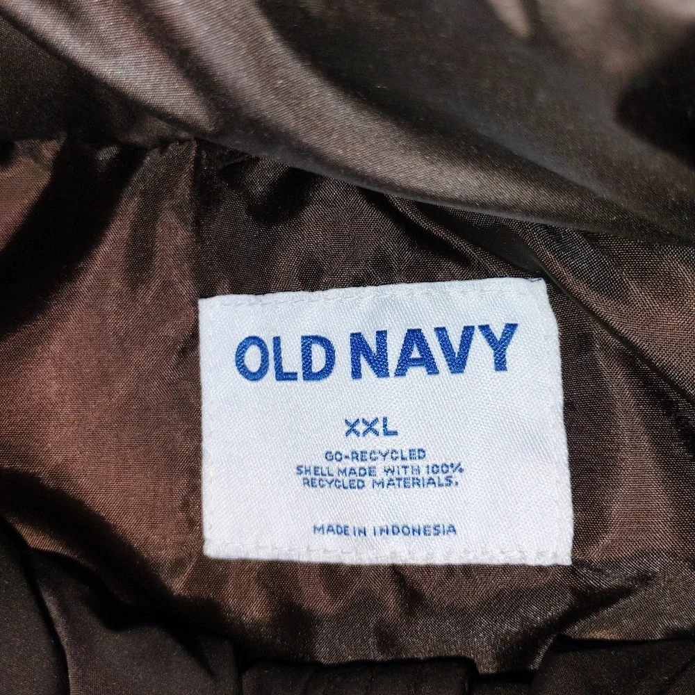 NEW Old Navy puffer jacket XXL cropped brown adjustable waist